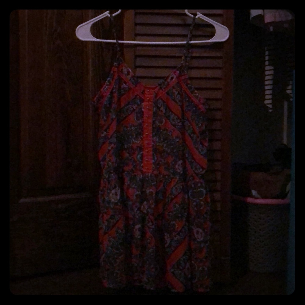 Medium sheer patterned peplum tank(Red,teal,cream)